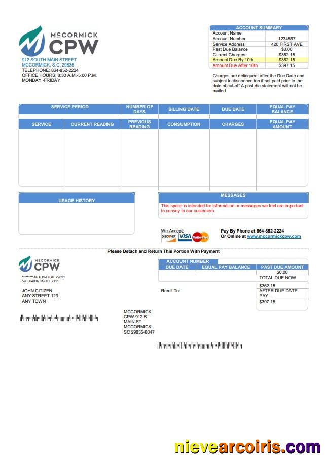 USA CPW utility bill